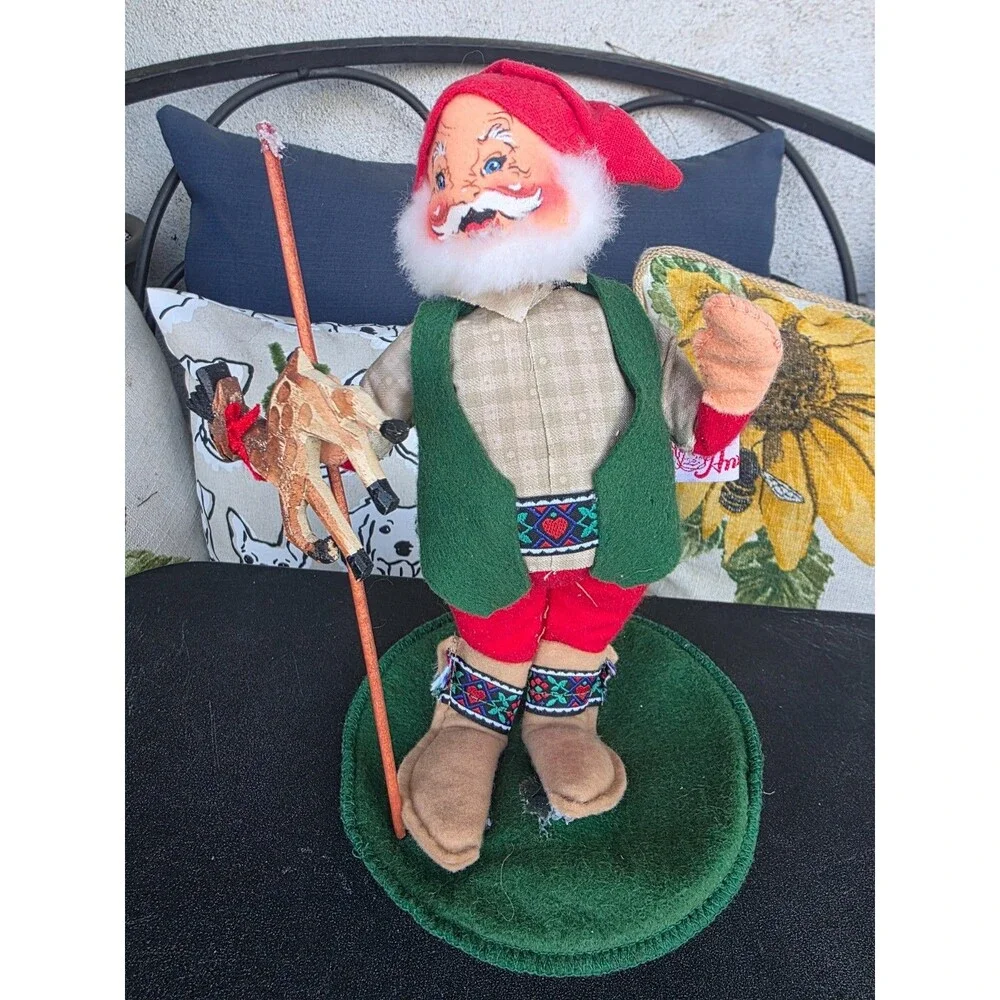 Annalee Santa Doll 1994 Santa with Walking Stick Santa Figure Reindeer add-on